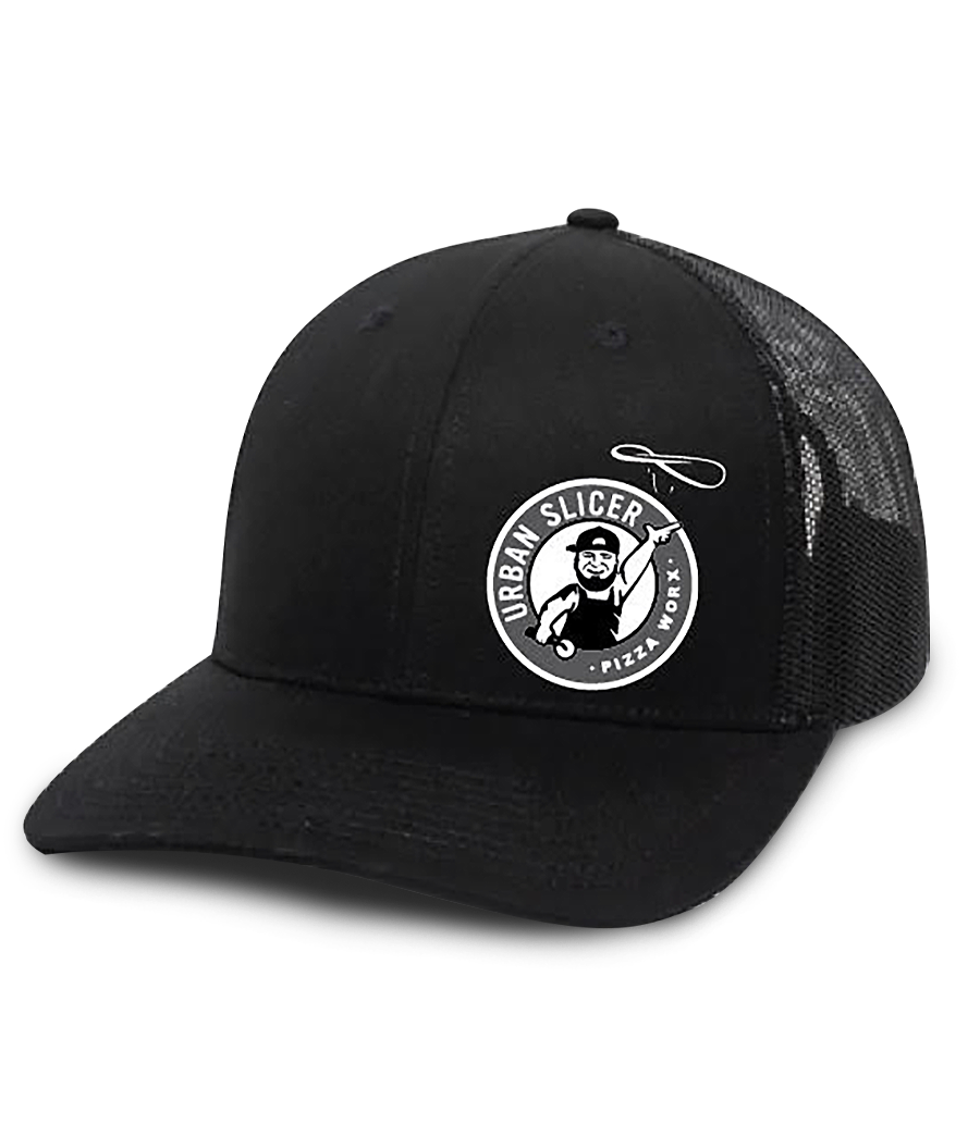 Snap Back Hat Black Side Logo – Urban Slicer Pizza Worx