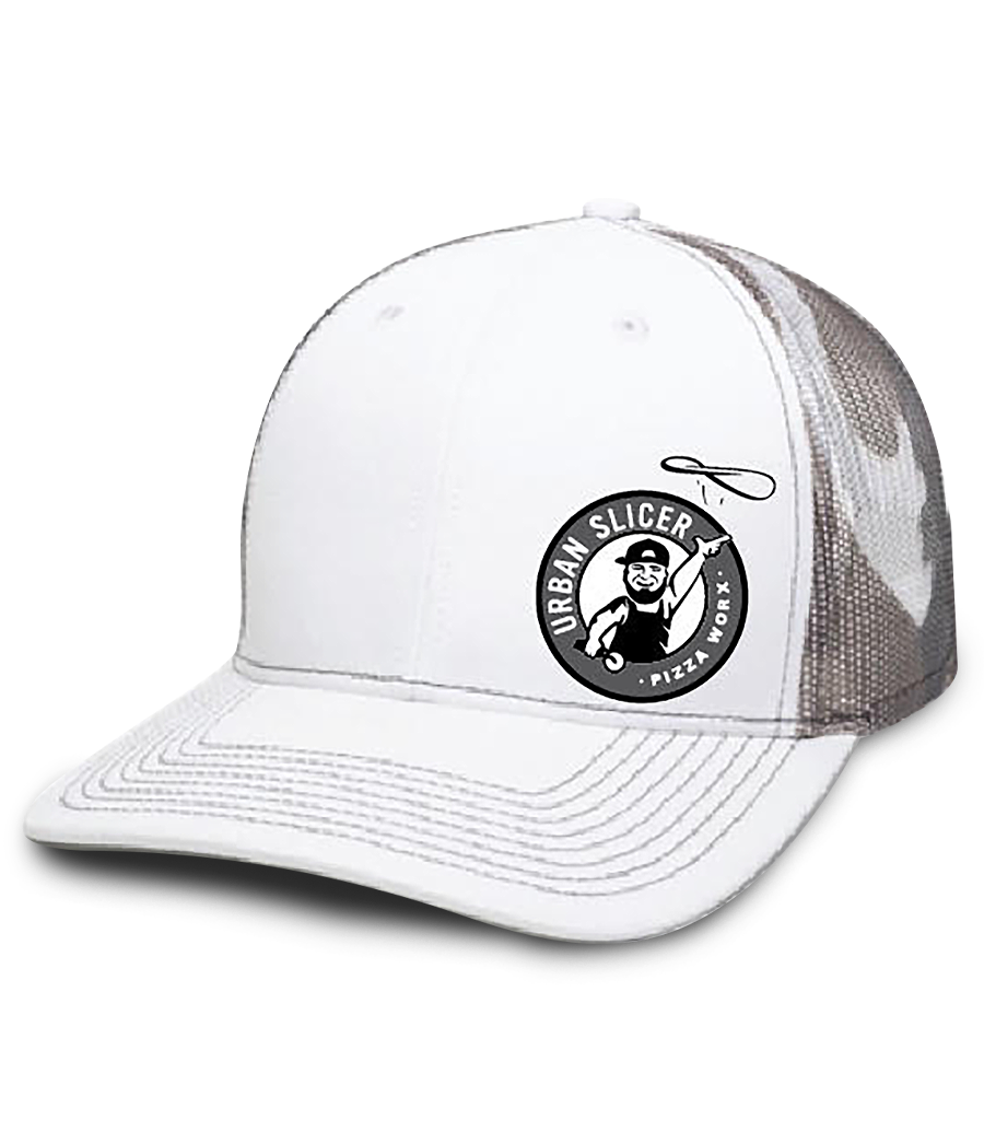 Snap Back Hat - White/Grey Camo Side Logo